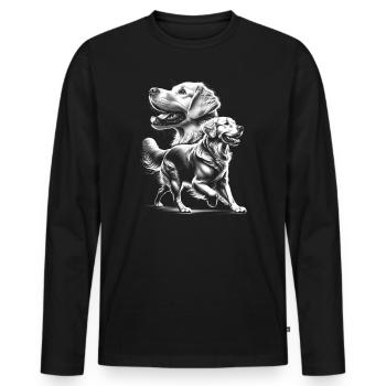 Golden Retriever as a photorealistic portrait - Men's Premium Organic Long Sleeve Shirt - black - Front - Nico (187cm)