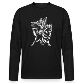 German Shepherd - photorealistic portrait - Men's Premium Organic Long Sleeve Shirt - black - Front - Nico (187cm)