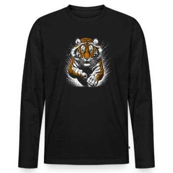 Cool tiger in the jump - Men's Premium Organic Long Sleeve Shirt - black - Front - Nico (187cm)