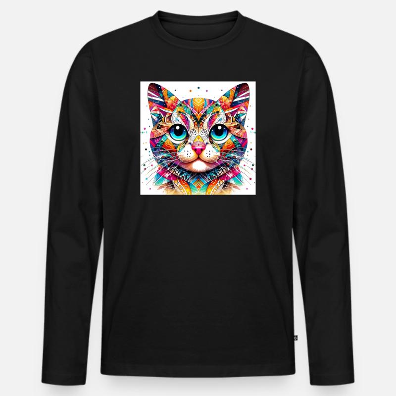 Katze - Männer Premium Bio Langarmshirt - Schwarz