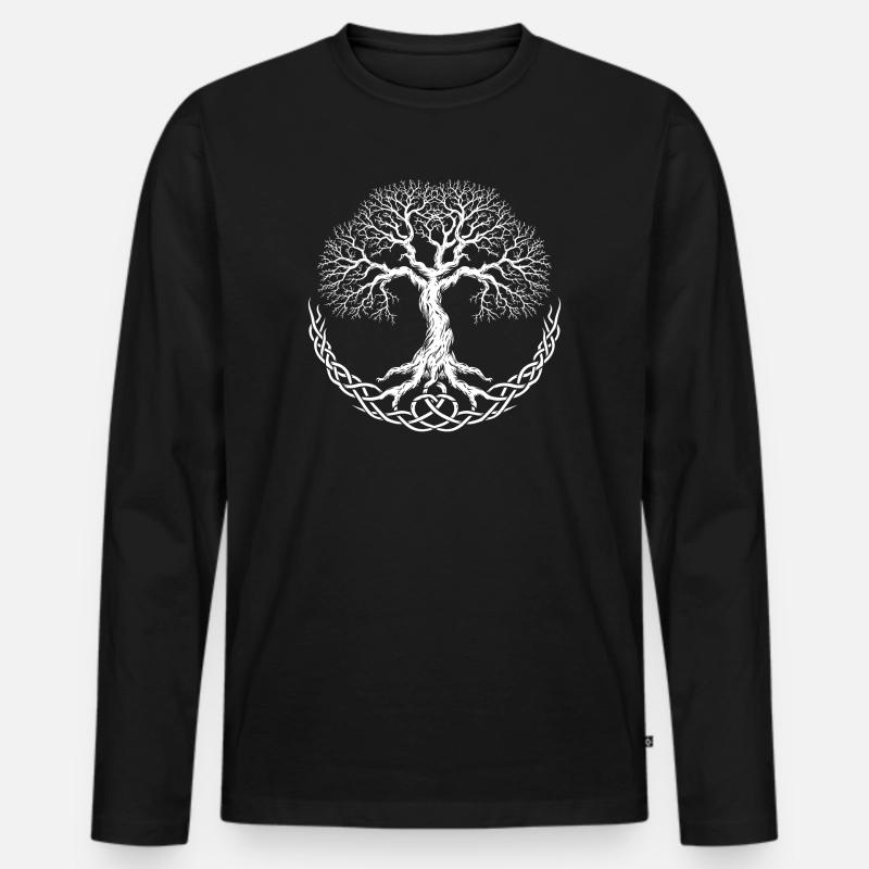 Yggdrasil, Baum des Lebens - Männer Premium Bio Langarmshirt - Schwarz