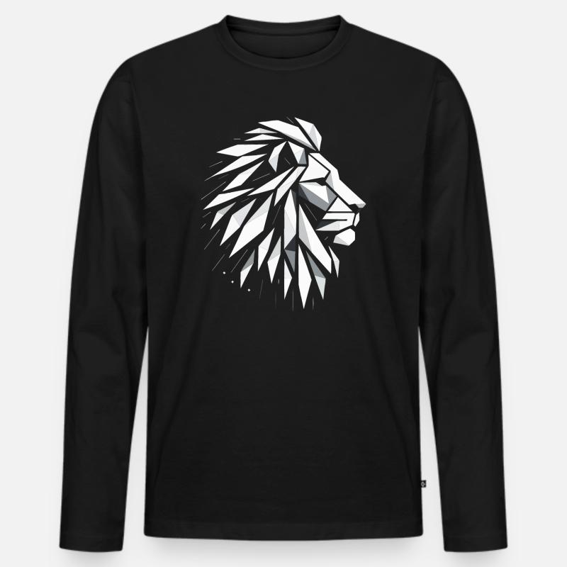 Löwenkopf Polygonkunst - Männer Premium Bio Langarmshirt - Schwarz