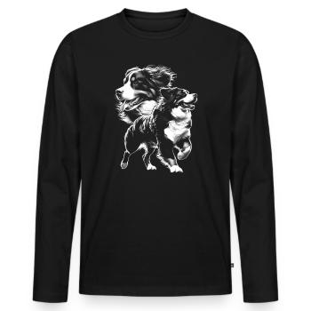 Bernese Mountain Dog as a portrait in drawing style - Men's Premium Organic Long Sleeve Shirt - black - Front - Nico (187cm)