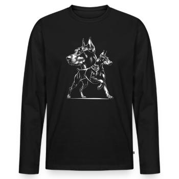 Dobermann Porträt im fotorealistischen zeichenstil - Männer Premium Bio Langarmshirt - Schwarz - Vorne - Nico (187cm)