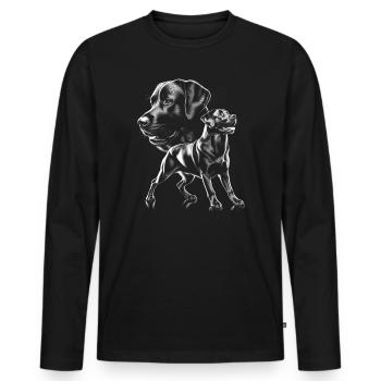 Cute Labrador as a cool portrait in drawing style - Men's Premium Organic Long Sleeve Shirt - black - Front - Nico (187cm)