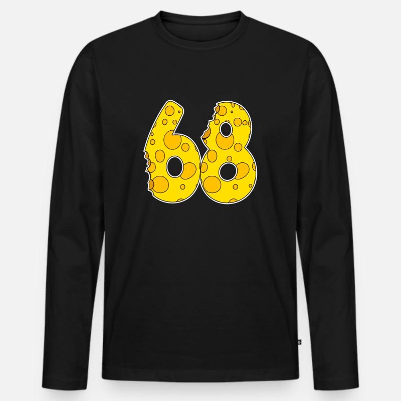 68 Jahre Lustig Käse - Männer Premium Bio Langarmshirt - Schwarz