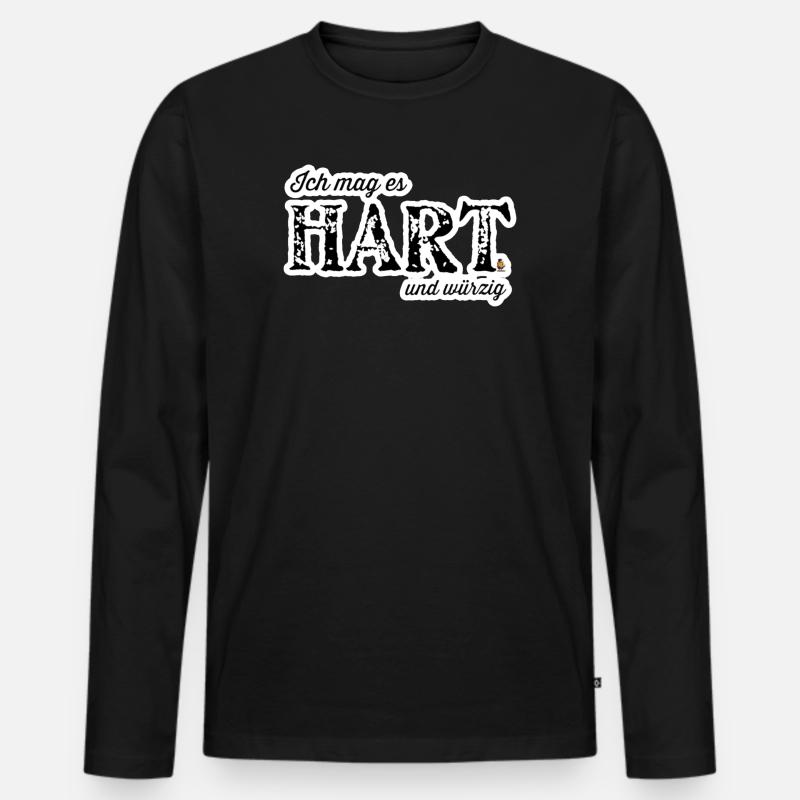 Hart und Würzig Textdesign - Männer Premium Bio Langarmshirt - Schwarz