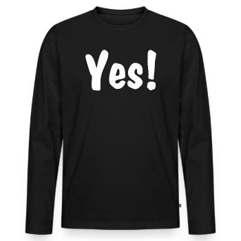 Yes! - Männer Premium Bio Langarmshirt - Schwarz - Vorne - Nico (187cm)
