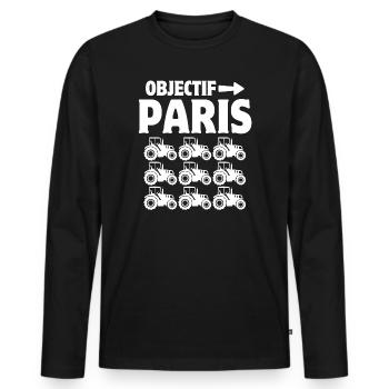 Bauer, Bauer, Bauer, Bauer - Männer Premium Bio Langarmshirt - Schwarz - Vorne - Nico (187cm)