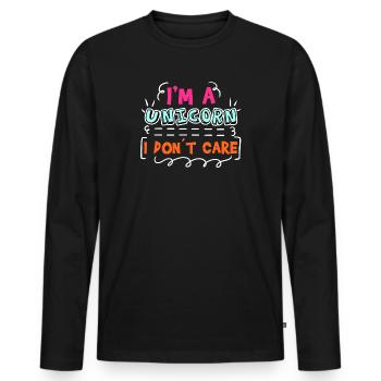 Attitude Statement Je m’en fous Chill - T-shirt manches longues Premium bio Homme - noir - Devant - Nico (187cm)