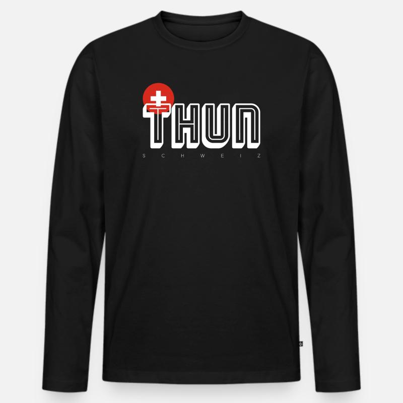 Thun - Männer Premium Bio Langarmshirt - Schwarz