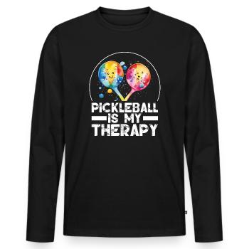 Le pickleball est ma thérapie - T-shirt manches longues Premium bio Homme - noir - Devant - Nico (187cm)