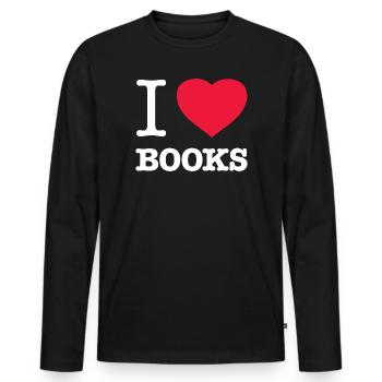 J’AIME LES LIVRES Livres de lecture - T-shirt manches longues Premium bio Homme - noir - Devant - Nico (187cm)