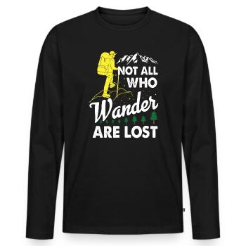Not All Who Wander Are Lost - Hiking T-shirt - Men's Premium Organic Long Sleeve Shirt - black - Front - Nico (187cm)