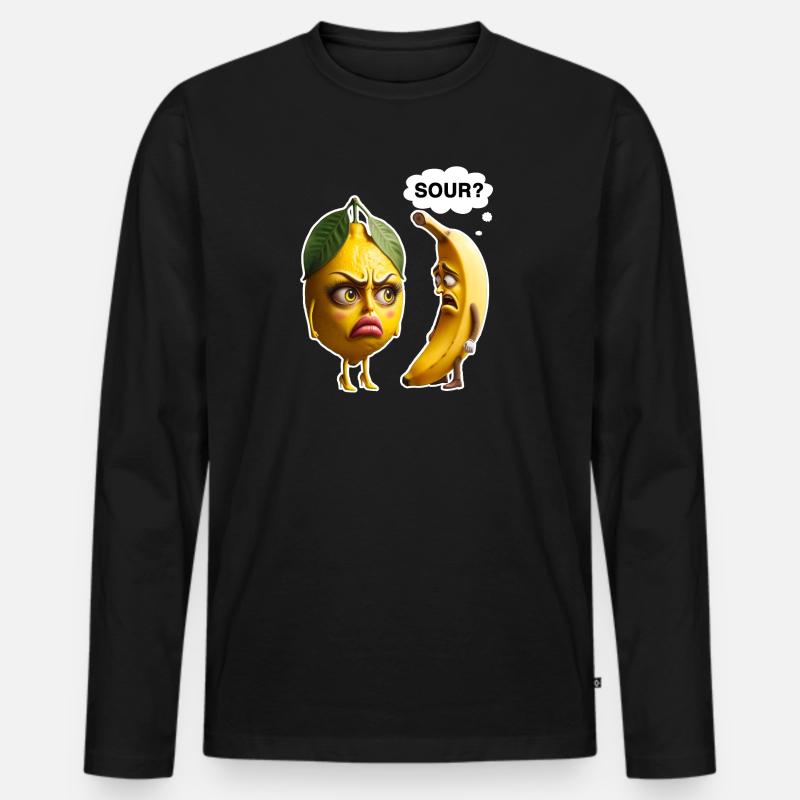 Zitrone vs Banane: Streit im Obstkorb - Männer Premium Bio Langarmshirt - Schwarz