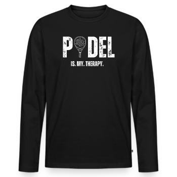 Padel is my therapy - Men's Premium Organic Long Sleeve Shirt - black - Front - Nico (187cm)