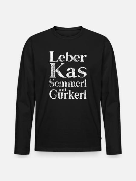 Leberkäs Semmerl with gherkins – dialect - Men's Premium Organic Long Sleeve Shirt - black