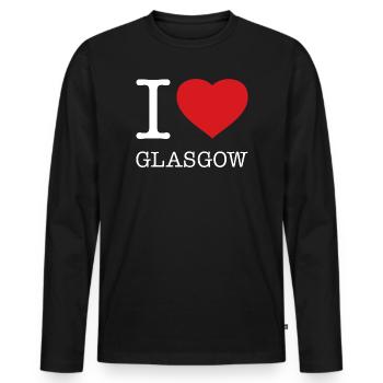 J’ADORE GLASGOW - T-shirt manches longues Premium bio Homme - noir - Devant - Nico (187cm)