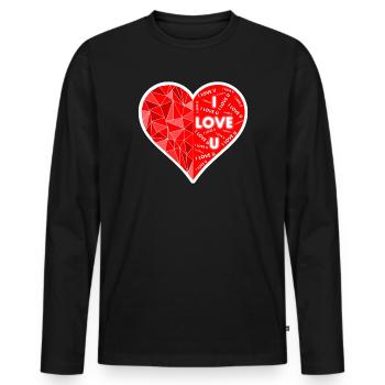 JE T’AIME CŒUR - T-shirt manches longues Premium bio Homme - noir - Devant - Nico (187cm)