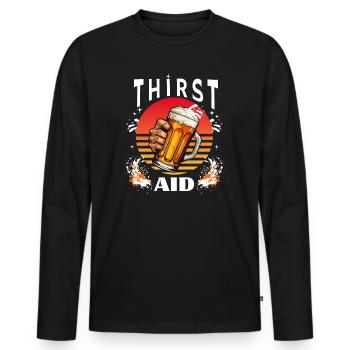 Thirst Aid - Drinking Shirt - Männer Premium Bio Langarmshirt - Schwarz - Vorne - Nico (187cm)