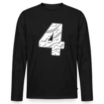 4 - Vier - Männer Premium Bio Langarmshirt - Schwarz - Vorne - Nico (187cm)