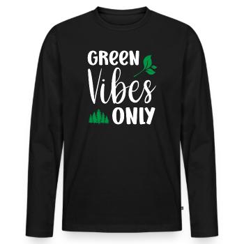 Uniquement des vibrations vertes - T-shirt manches longues Premium bio Homme - noir - Devant - Nico (187cm)