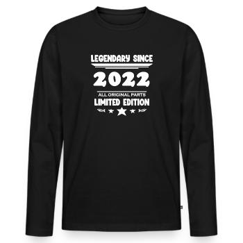 2022 - Jahrgang 2022 - Baujahr 2022 - Männer Premium Bio Langarmshirt - Schwarz - Vorne - Nico (187cm)