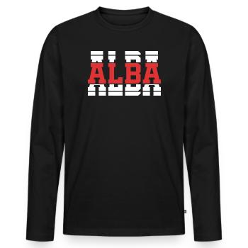 T-Shirt Alba T-Shirt Geschenkidee gestapelter Text - Männer Premium Bio Langarmshirt - Schwarz - Vorne - Nico (187cm)