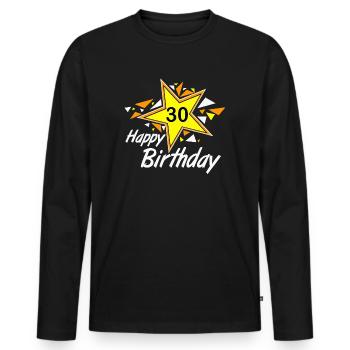 30.Birthday , Happy Birthday 30 (25) - Men's Premium Organic Long Sleeve Shirt - black - Front - Nico (187cm)
