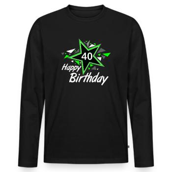 40.Anniversaire, 40 Joyeux anniversaire Étoile 40 (25) - T-shirt manches longues Premium bio Homme - noir - Devant - Nico (187cm)