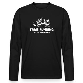 Trailrunning - abseits der ausgetretenen Pfade - Männer Premium Bio Langarmshirt - Schwarz - Vorne - Nico (187cm)