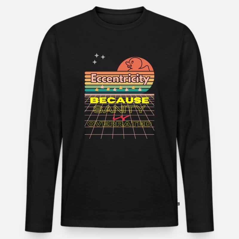 Eccentricity Neon Retro-Druck - Männer Premium Bio Langarmshirt - Schwarz