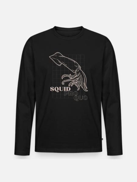 Squid Pro Quo Line Art-Raster - Männer Premium Bio Langarmshirt - Schwarz