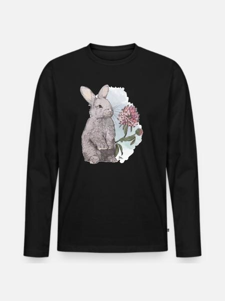 Veganuary 2024 Rabbit - Men's Premium Organic Long Sleeve Shirt - black