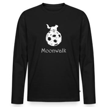 Katze auf dem Mond, Moonwalk, Mond Katze - Männer Premium Bio Langarmshirt - Schwarz - Vorne - Nico (187cm)