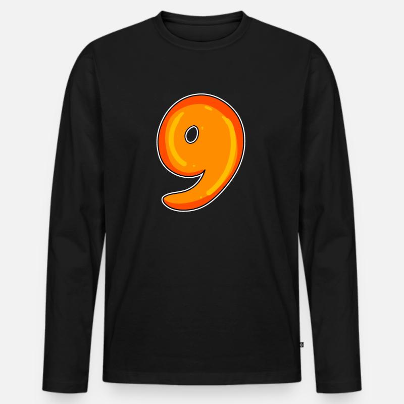 Neun - 9 Motiv - Männer Premium Bio Langarmshirt - Schwarz