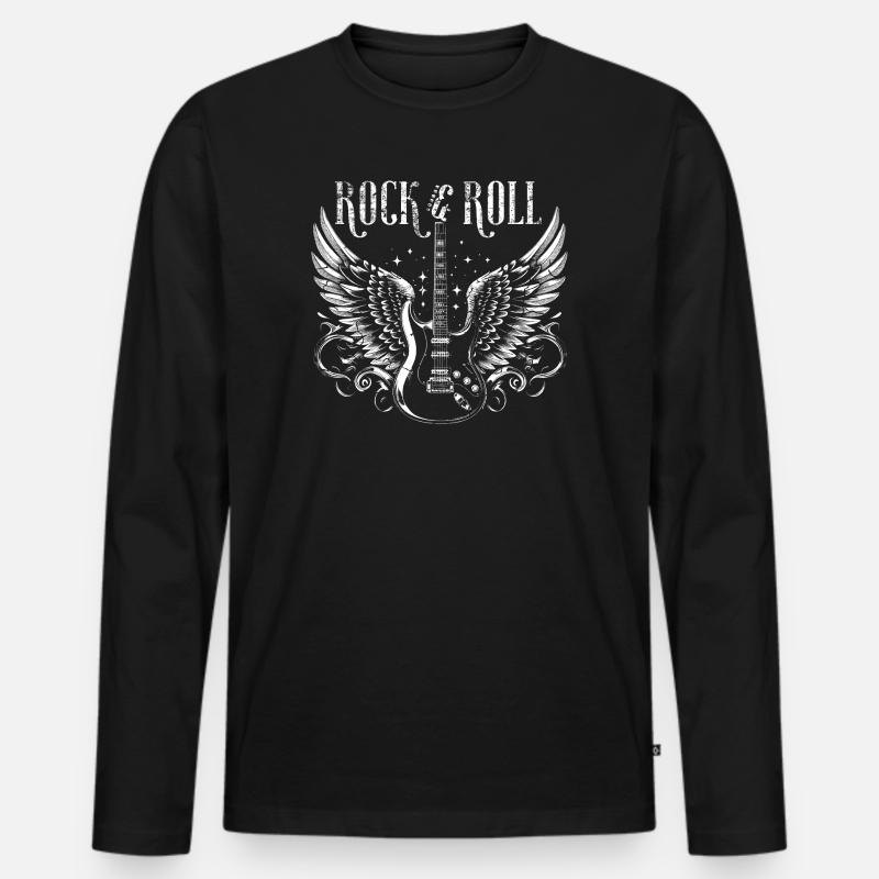 Rock & Roll Guitar - Männer Premium Bio Langarmshirt - Schwarz