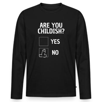 Êtes-vous enfantin ? drôle de dire la tête de l’enfant amusant - T-shirt manches longues Premium bio Homme - noir - Devant - Nico (187cm)