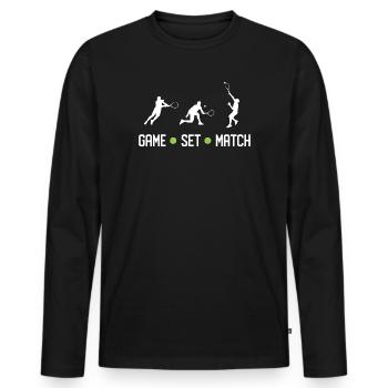 Tennis - Spiel Set Match - Männer Premium Bio Langarmshirt - Schwarz - Vorne - Nico (187cm)