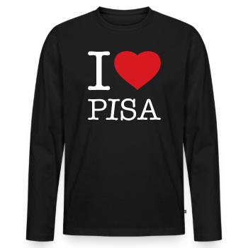 I LOVE PISA - Men's Premium Organic Long Sleeve Shirt - black - Front - Nico (187cm)