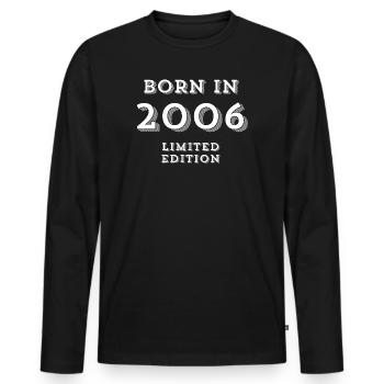 2006, année 2006, j'ai 18 ans - T-shirt manches longues Premium bio Homme - noir - Devant - Nico (187cm)