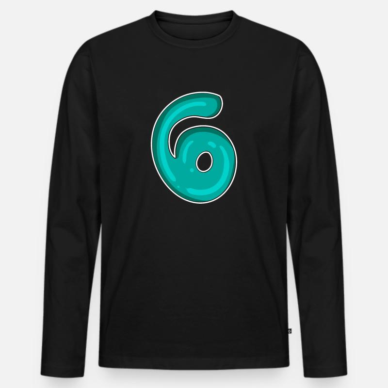 Zahl 6 Nummer - Männer Premium Bio Langarmshirt - Schwarz