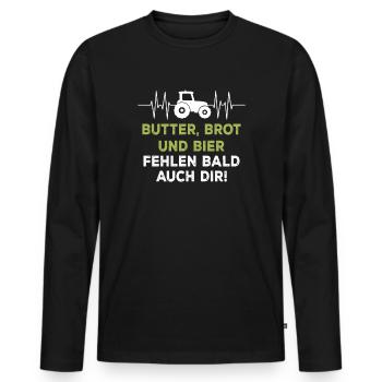 Le beurre, le pain et la bière vous manqueront bientôt aussi - T-shirt manches longues Premium bio Homme - noir - Devant - Nico (187cm)