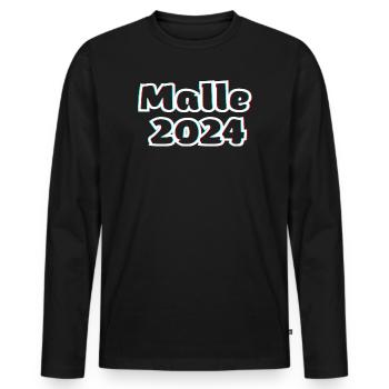 Malle 2024 - Männer Premium Bio Langarmshirt - Schwarz - Vorne - Nico (187cm)