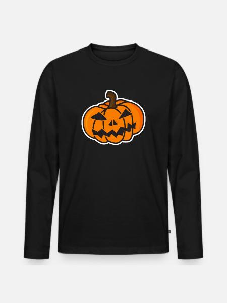 Funny Halloween Pumpkin Mock-up - Men's Premium Organic Long Sleeve Shirt - black