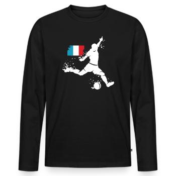 Joueur de football Blast France - T-shirt manches longues Premium bio Homme - noir - Devant - Nico (187cm)