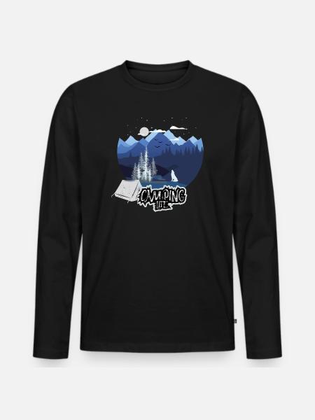 Camping Life Mountain Night - Men's Premium Organic Long Sleeve Shirt - black