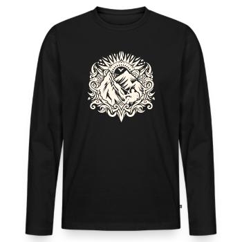 Mountain Love - Men's Premium Organic Long Sleeve Shirt - black - Front - Nico (187cm)