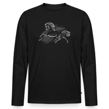a great stallion - Men's Premium Organic Long Sleeve Shirt - black - Front - Nico (187cm)