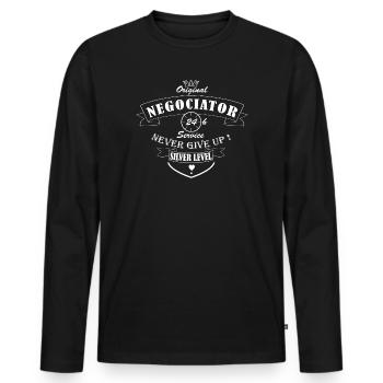 Negociator Le Négociateur - T-shirt manches longues Premium bio Homme - noir - Devant - Nico (187cm)
